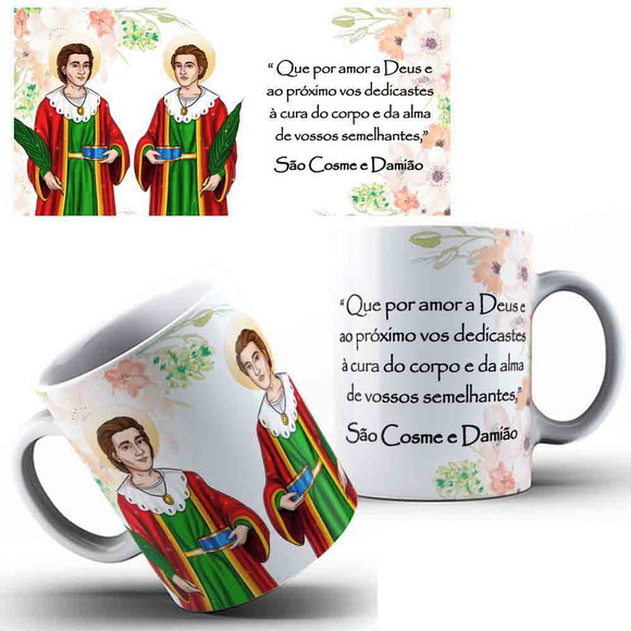 Caneca Personalizada de Porcelana São Cosme e Damião