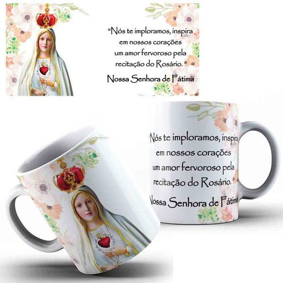 Caneca Personalizada de Porcelana Nossa Senhora de Fátima