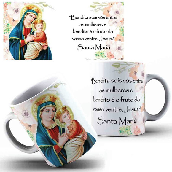 Caneca Personalizada de Porcelana Nossa Senhora Santa Maria