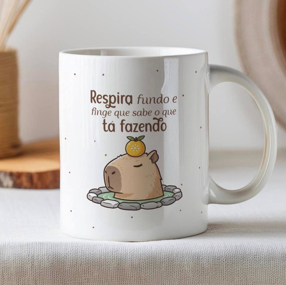 Caneca Personalizada de Porcelana Capivaras Humoradas