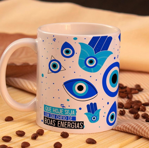 Caneca Personalizada de Porcelana Boas Energias