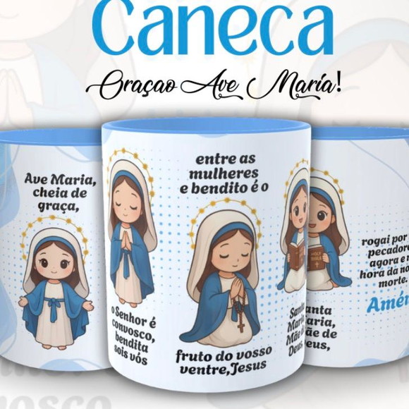 Caneca Personalizada de Porcelana Ave Maria