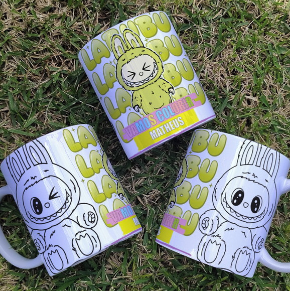 Caneca de Porcelana Labubu para Pintar