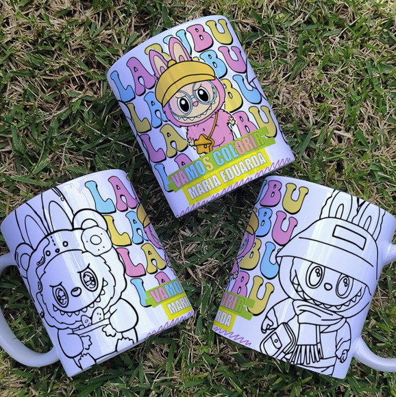 Caneca de Porcelana Labubu para Pintar