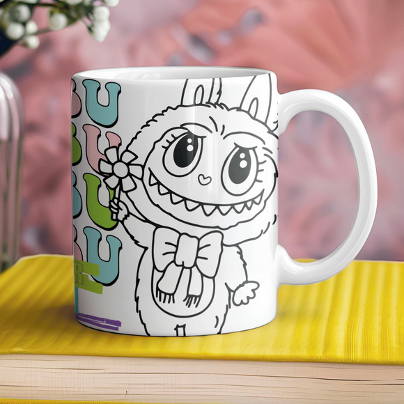 Caneca de Porcelana Labubu para Pintar