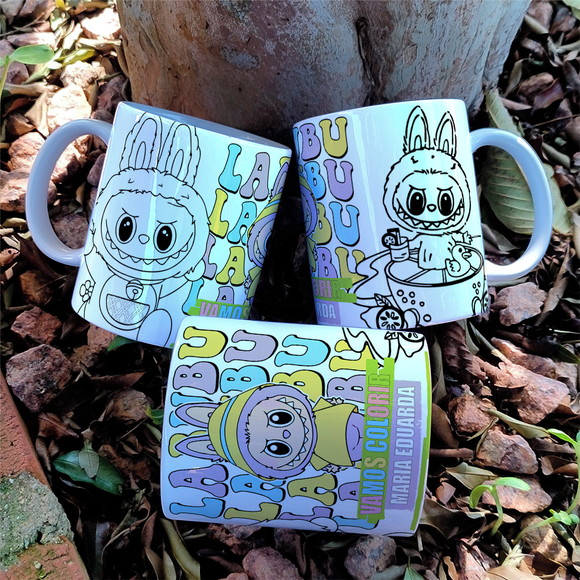 Caneca de Porcelana Labubu para Pintar