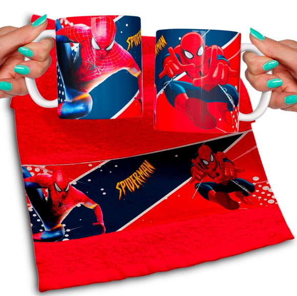 Kit Caneca e Toalhinha Personalizada Homem Aranha