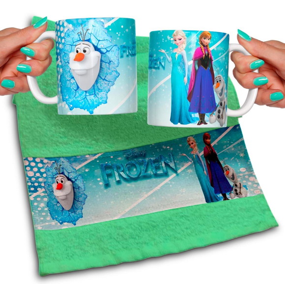 Kit Caneca e Toalhinha Personalizada Frozen