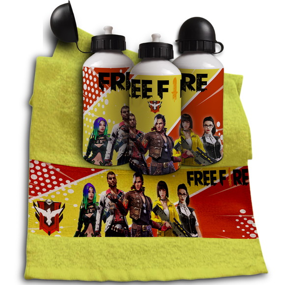 Kit Garrafinha e Toalhinha Personalizada Free Fire