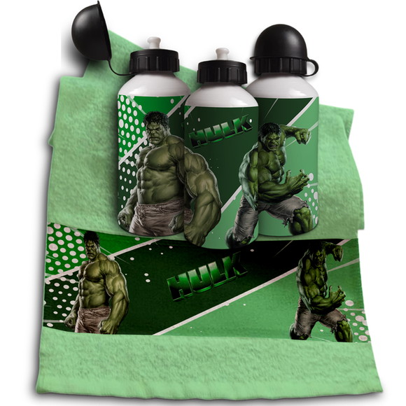 Kit Garrafinha e Toalhinha Personalizada Hulk