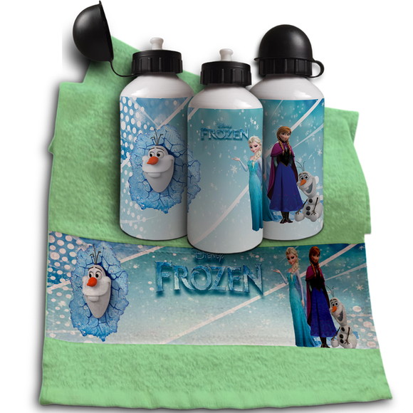 Kit Garrafinha e Toalhinha Personalizada Frozen