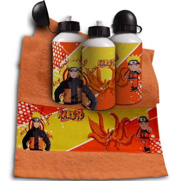 Kit Garrafinha e Toalhinha Personalizada Naruto