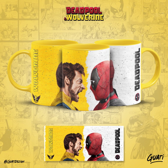 Caneca Personalizada de Porcelana de Wolverine e Deadpool