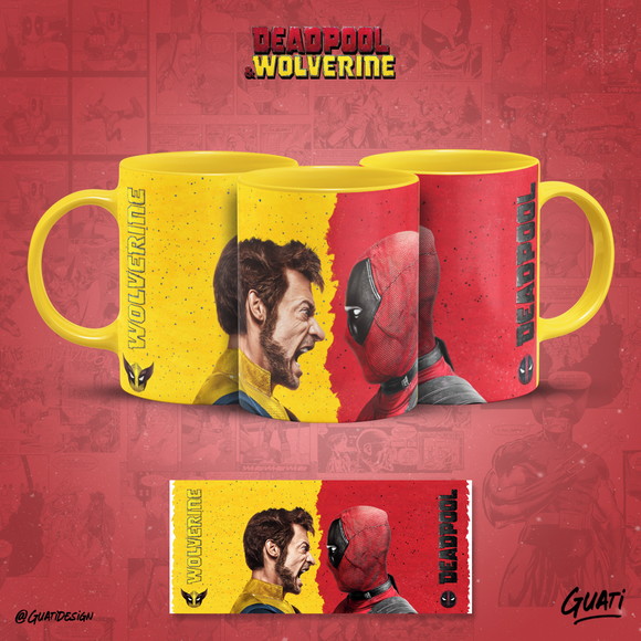 Caneca Personalizada de Porcelana de Wolverine e Deadpool