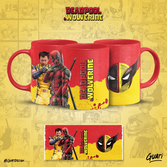 Caneca Personalizada de Porcelana de Wolverine e Deadpool