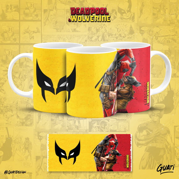 Caneca Personalizada de Porcelana de Wolverine e Deadpool