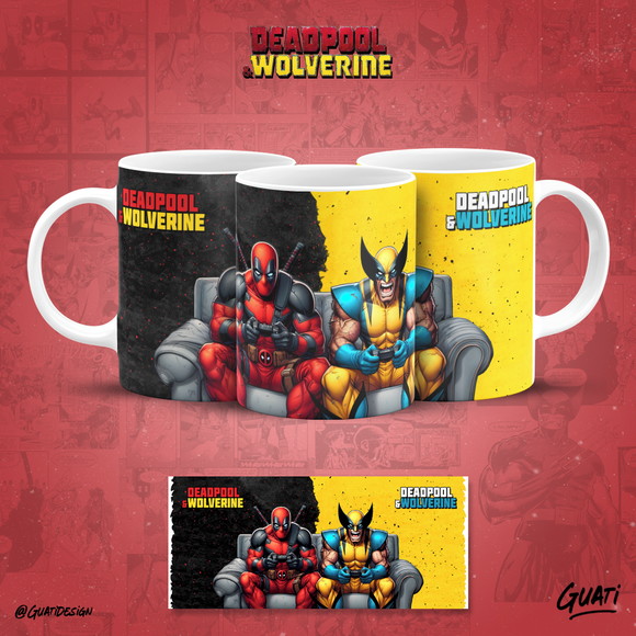 Caneca Personalizada de Porcelana de Wolverine e Deadpool