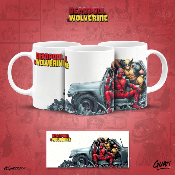 Caneca Personalizada de Porcelana de Wolverine e Deadpool