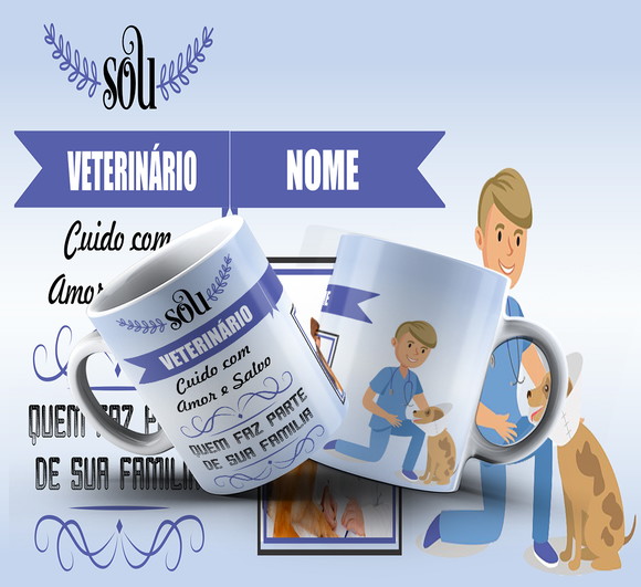 Caneca Personalizada de Porcelana Profissão Veterinário