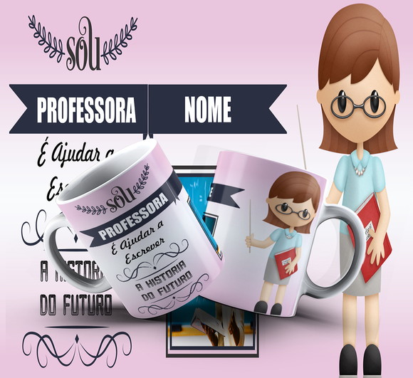 Caneca Personalizada de Porcelana Profissão Professora