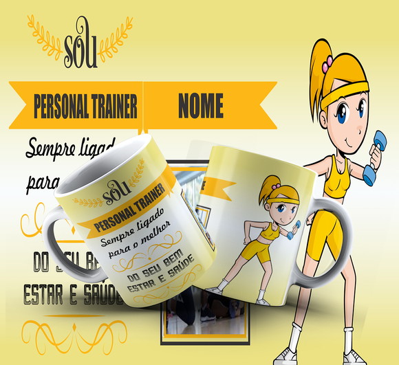 Caneca Personalizada de Porcelana Profissão Personal Trainer