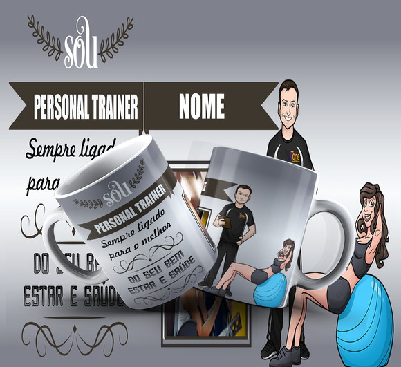 Caneca Personalizada de Porcelana Profissão Personal Trainer