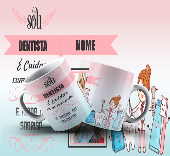 Caneca Personalizada de Porcelana Profissão Dentista