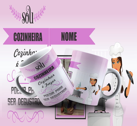 Caneca Personalizada de Porcelana Profissão Cozinheira