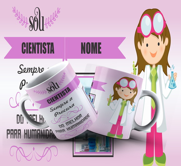 Caneca Personalizada de Porcelana Profissão Cientista