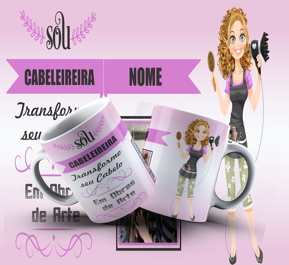 Caneca Personalizada de Porcelana Profissão Cabelereira