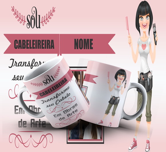 Caneca Personalizada de Porcelana Profissão Cabelereira