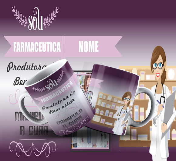 Caneca de Porcelana Profissão Farmaceutica