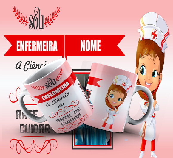 Caneca de Porcelana Profissão Enfermeira