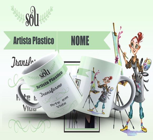 Caneca Personalizada de Porcelana Profissão Artista Plástico