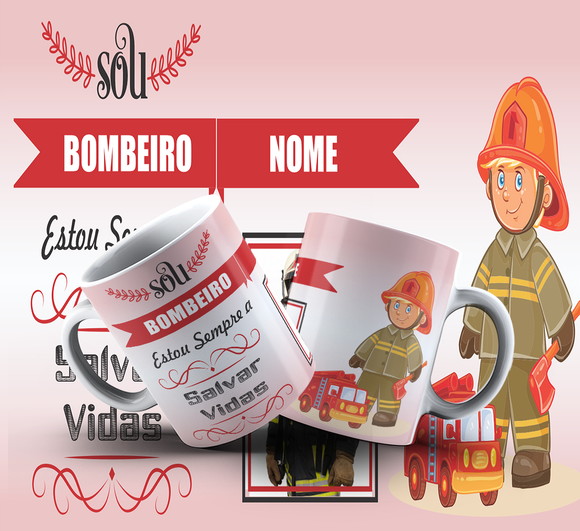 Caneca Personalizada de Porcelana Profissão Bombeiro