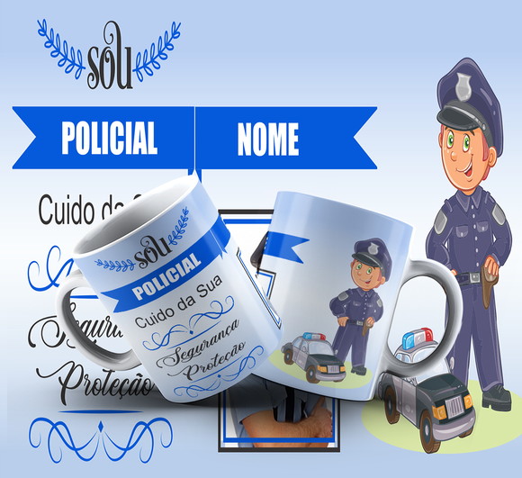 Caneca Personalizada de Porcelana Profissão Policial