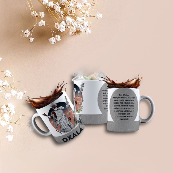 Caneca Personalizada de Porcelana Orixá Oxalá