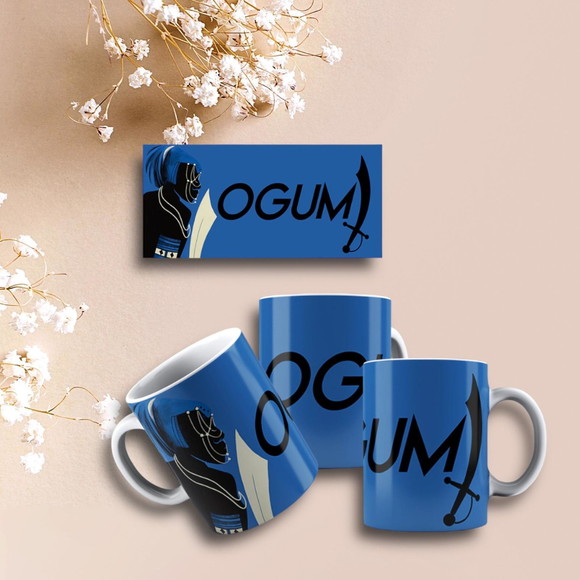 Caneca Personalizada de Porcelana Orixá Ogum