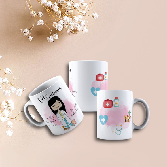 Caneca Personalizada de Porcelana Profissão Veterinária