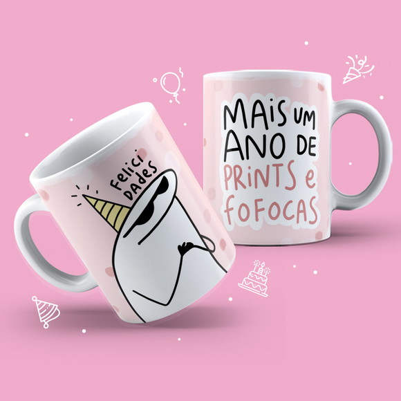 Caneca Personalizada de Porcelana Flork Aniversário