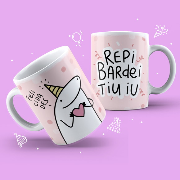 Caneca Personalizada de Porcelana Flork Aniversário
