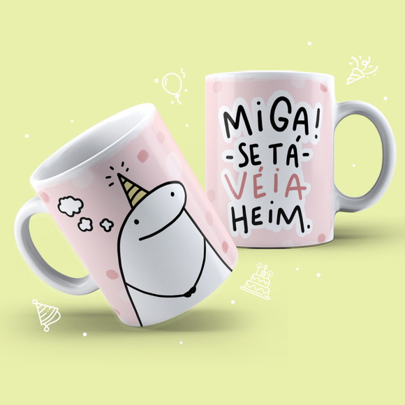 Caneca Personalizada de Porcelana Flork Aniversário