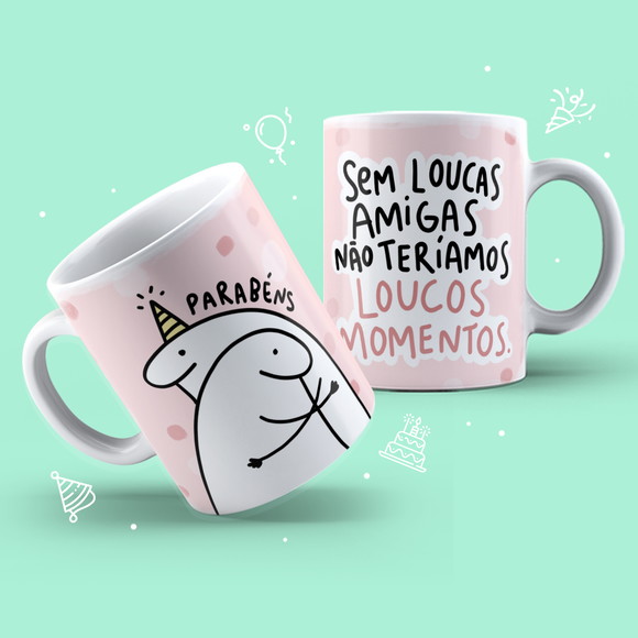 Caneca Personalizada de Porcelana Flork Aniversário