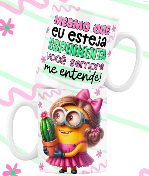 Caneca Personalizada de Porcelana Minnions Amigas