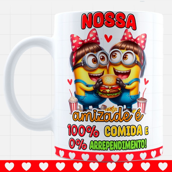Caneca Personalizada de Porcelana Minnions Amigas