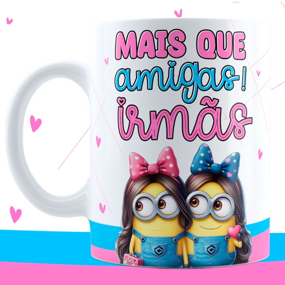 Caneca Personalizada de Porcelana Minnions Amigas