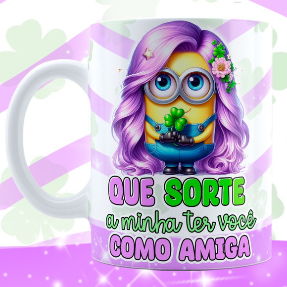 Caneca Personalizada de Porcelana Minnions Amigas
