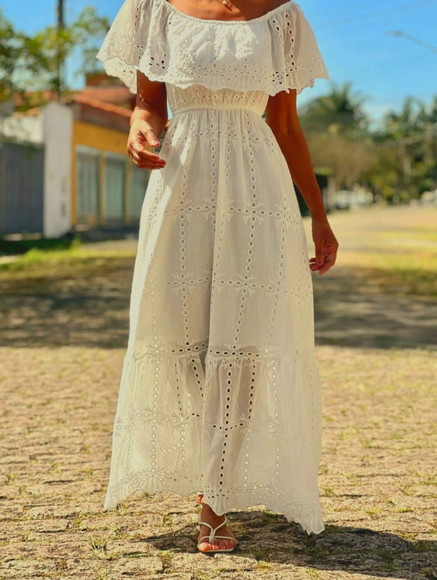 Vestido Bordado Laise Manga Ciganinha