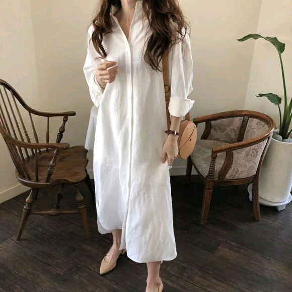 Vestido Chemise Algodão Botões Sob Medidas Plus Size