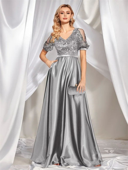 Vestido Longo Festa Madrinha Casamento Renda Cetim